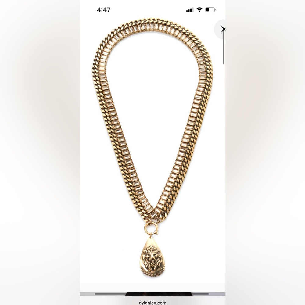 Dylan Lex Gilded Holden Statement Necklace with Braided Chain and Pendant